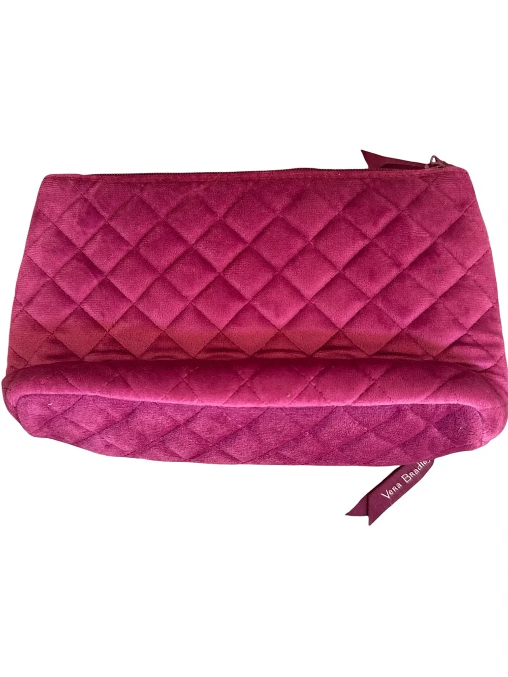 Vera Bradley Velvet Travel Makeup Cosmetic Organizer Case Berry Pink